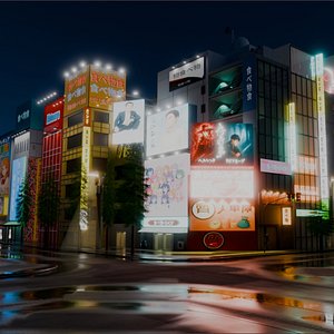 3D 80 Percent OFF Electric City District  Japanese Night Street