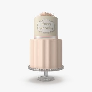 Pink Flower Birthday Cake model