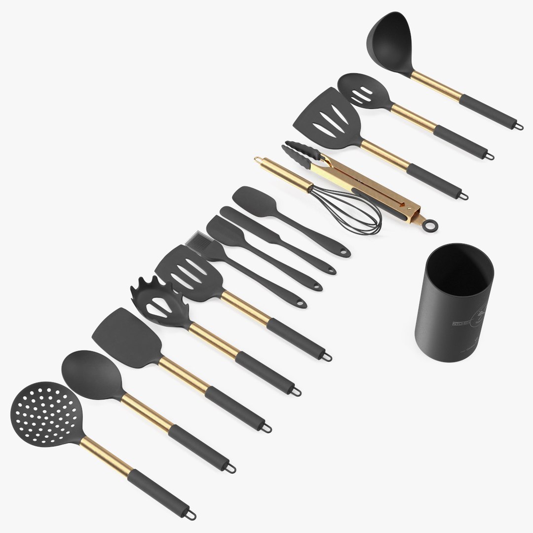 Kitchen Utensils Bronze 3D model preview