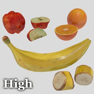 fruit banana apple 3d model