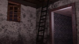 Haunted Mansion Bloodstained Couch  Rustic Stairs 3D