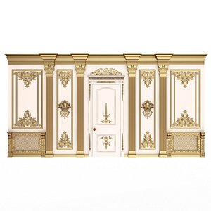 Boiserie Classic Wall with Mouldings 07 White 3D model