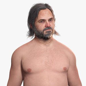 Realistic Fat Old Man Mid Age Low-poly