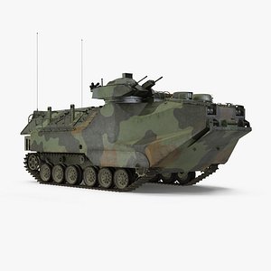 Landing Tracked Vehicle AAV P7 Rigged 3D Model