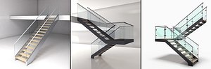 stairs glass wood model
