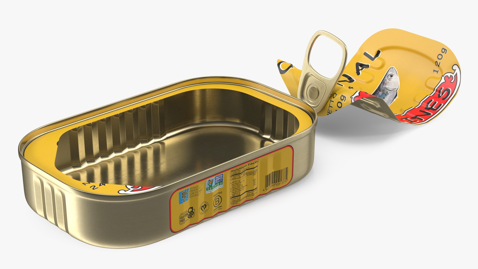 Open Pull Ring Sardine Can 3D model preview