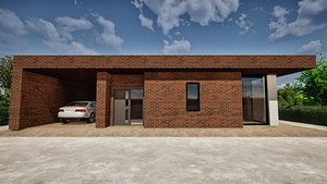 Modern house with a plan Low-poly