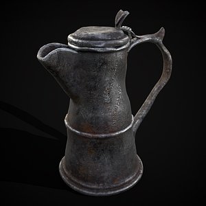 3D Worn Decorated Pewter Flagon