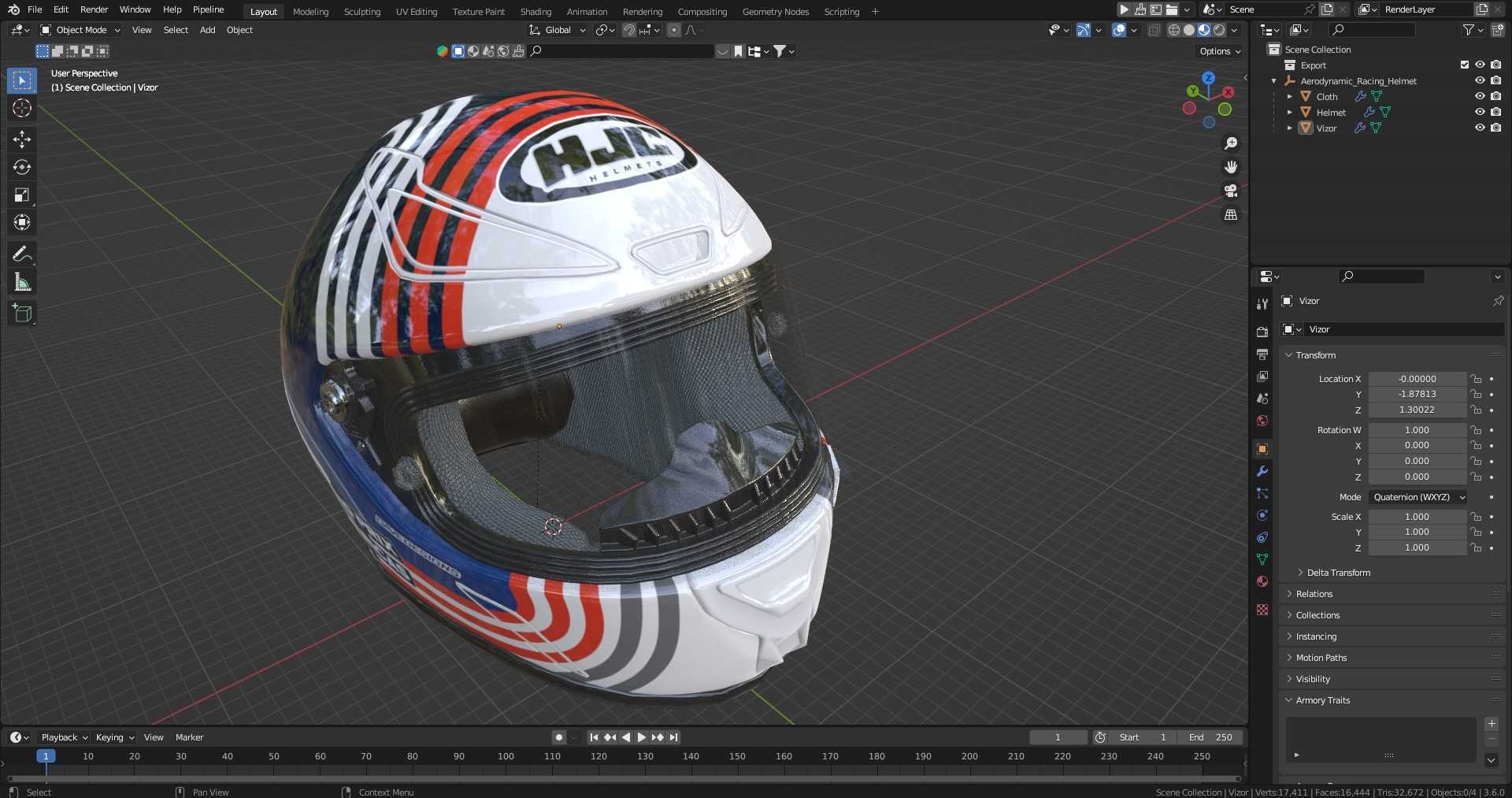 Aerodynamic Racing Helmet 3D Model - TurboSquid 2367853