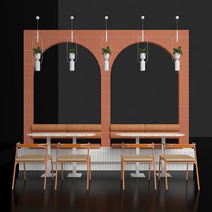 Banquette Seating Diner Booth Single Pendant Light model
