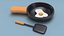 3D Cartoon Frying Pan with Egg and Spatula model