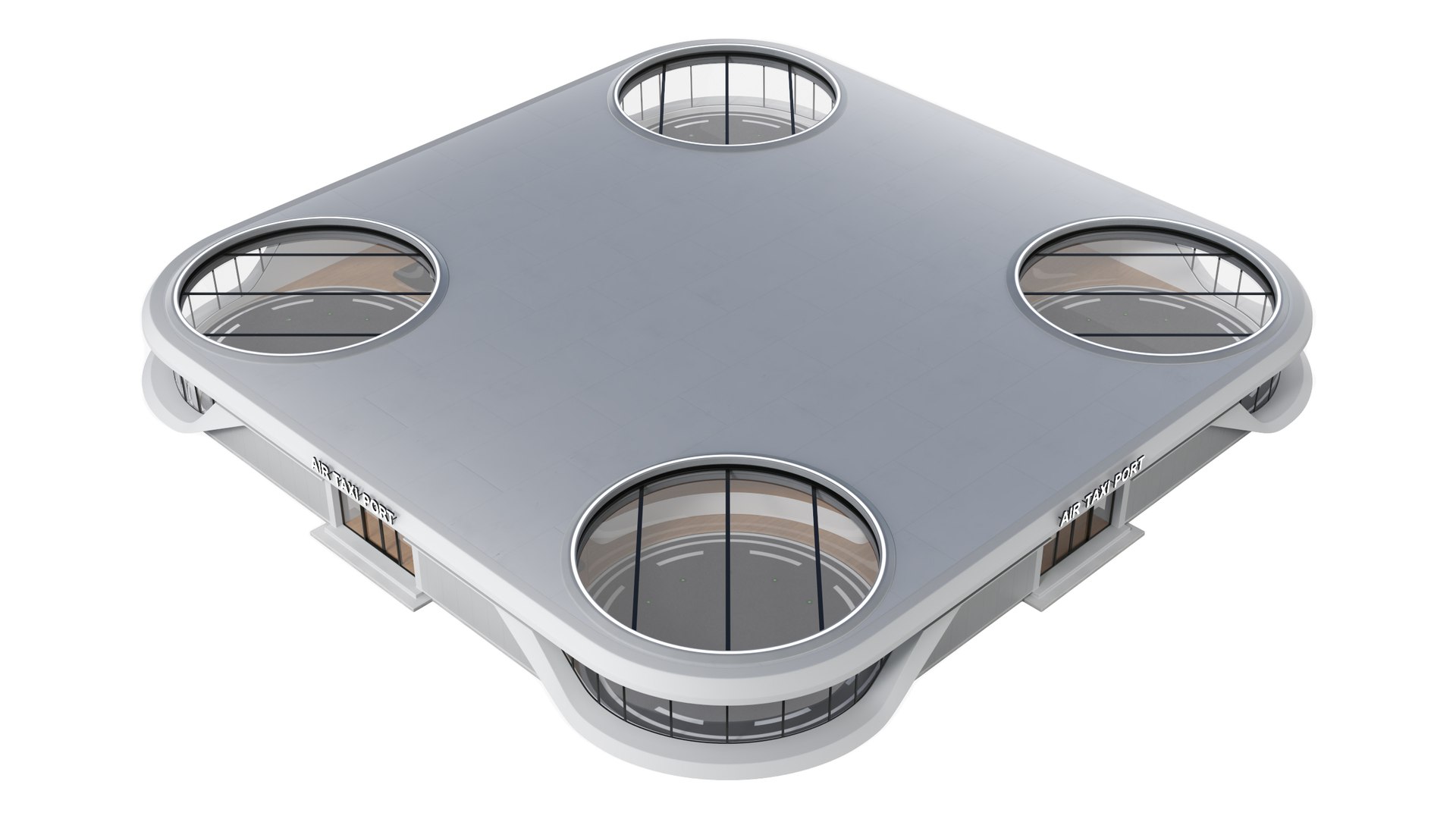 Air Taxi Port 4 Landing Zones 3D model preview