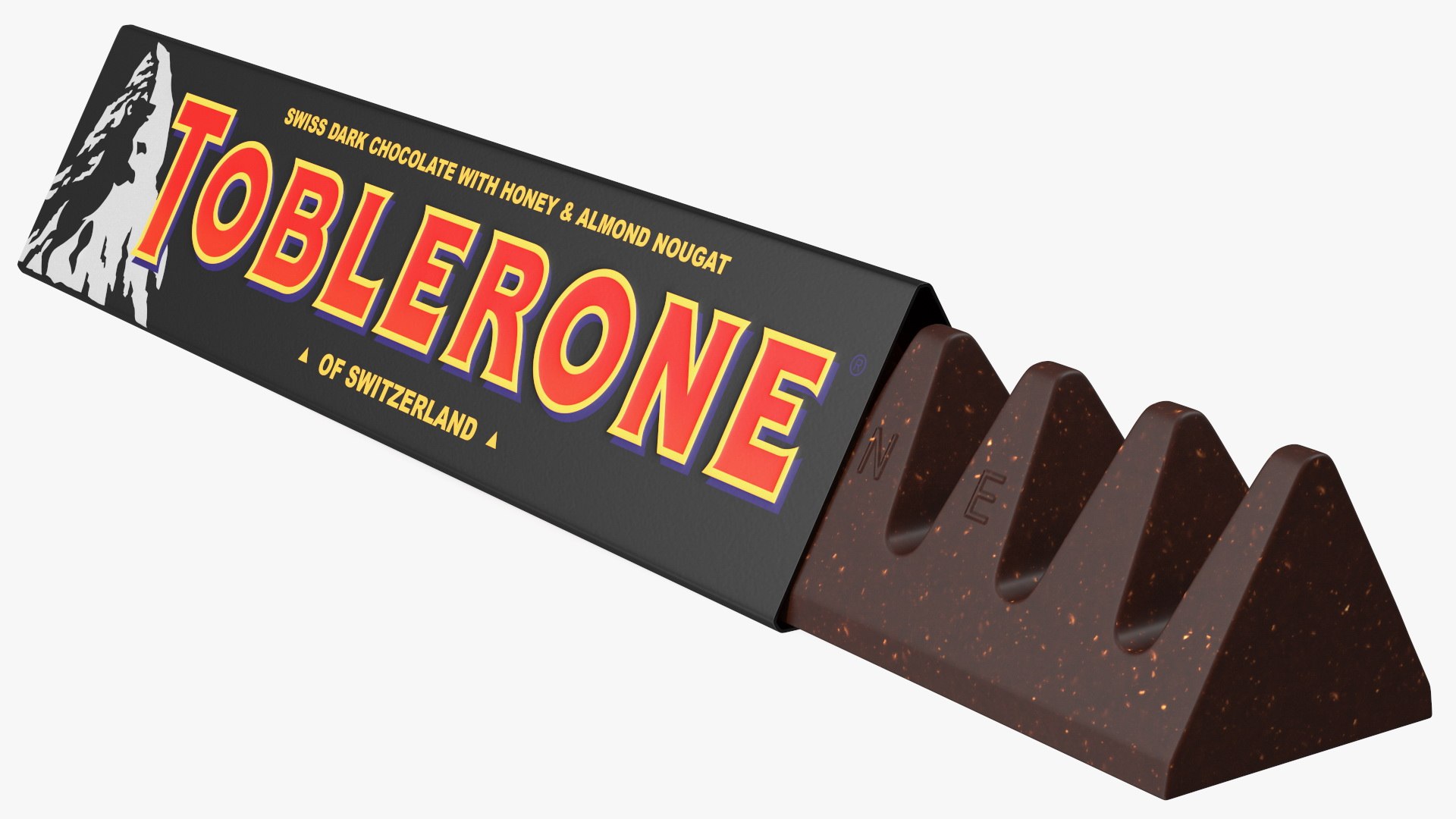 Opened Toblerone Dark Chocolate Bar 3D model preview