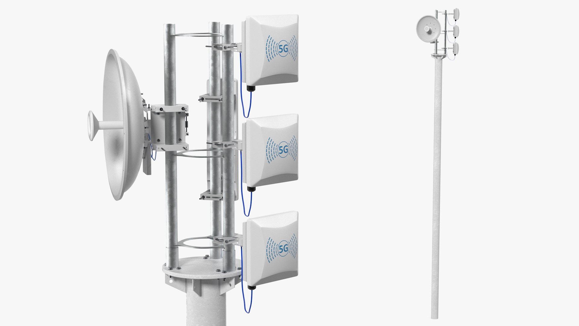 Micro Cell 5G Mobile Network Antenna on Post 3D model preview