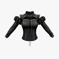 Black Long Sleeves Punk Rave Blouse Top Corset