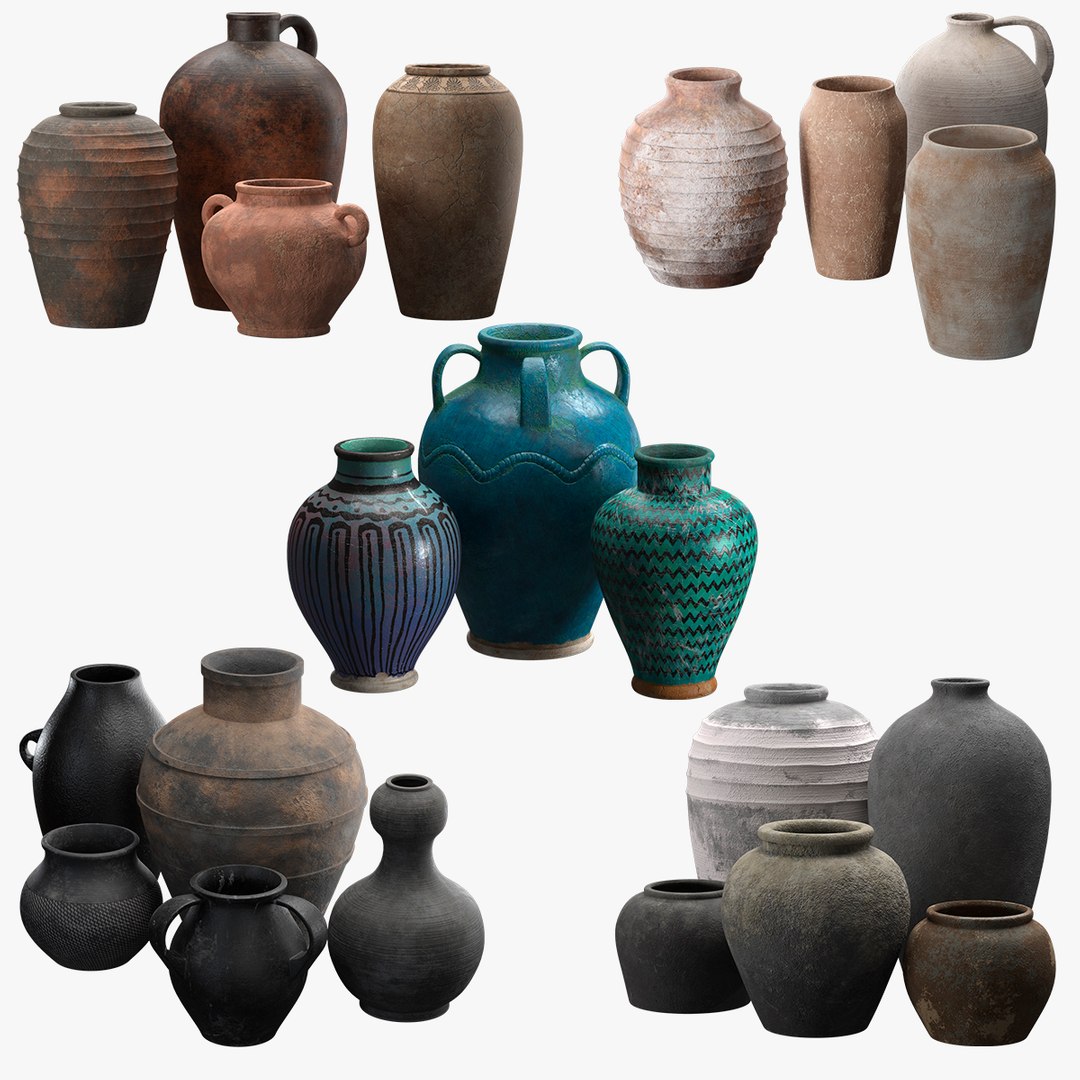 Artisan Clay Vases Collection 3D Model - TurboSquid 1901344