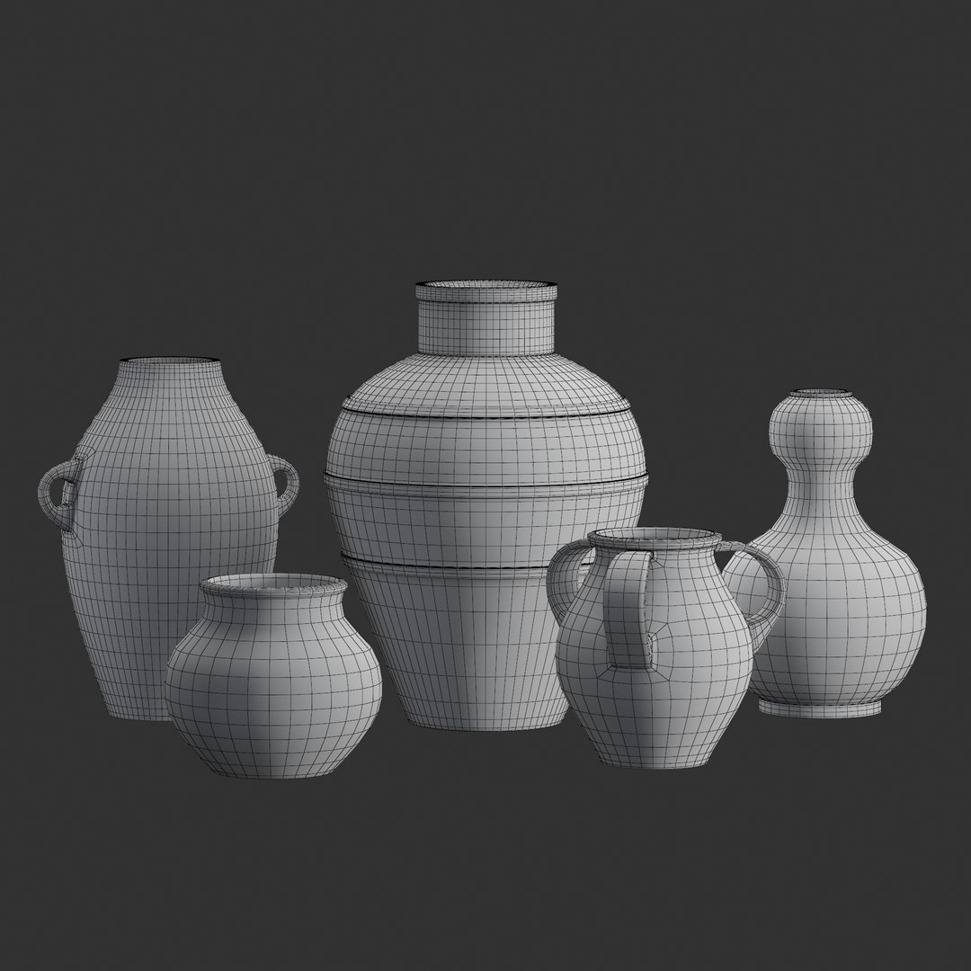 Artisan Clay Vases Collection 3D Model - TurboSquid 1901344