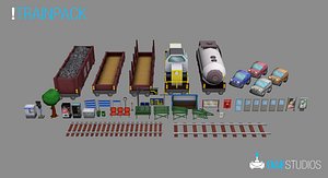 pack train cargo 3d model