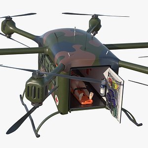 3D model Tactical Medical Transport Quadcopter and Stretcher