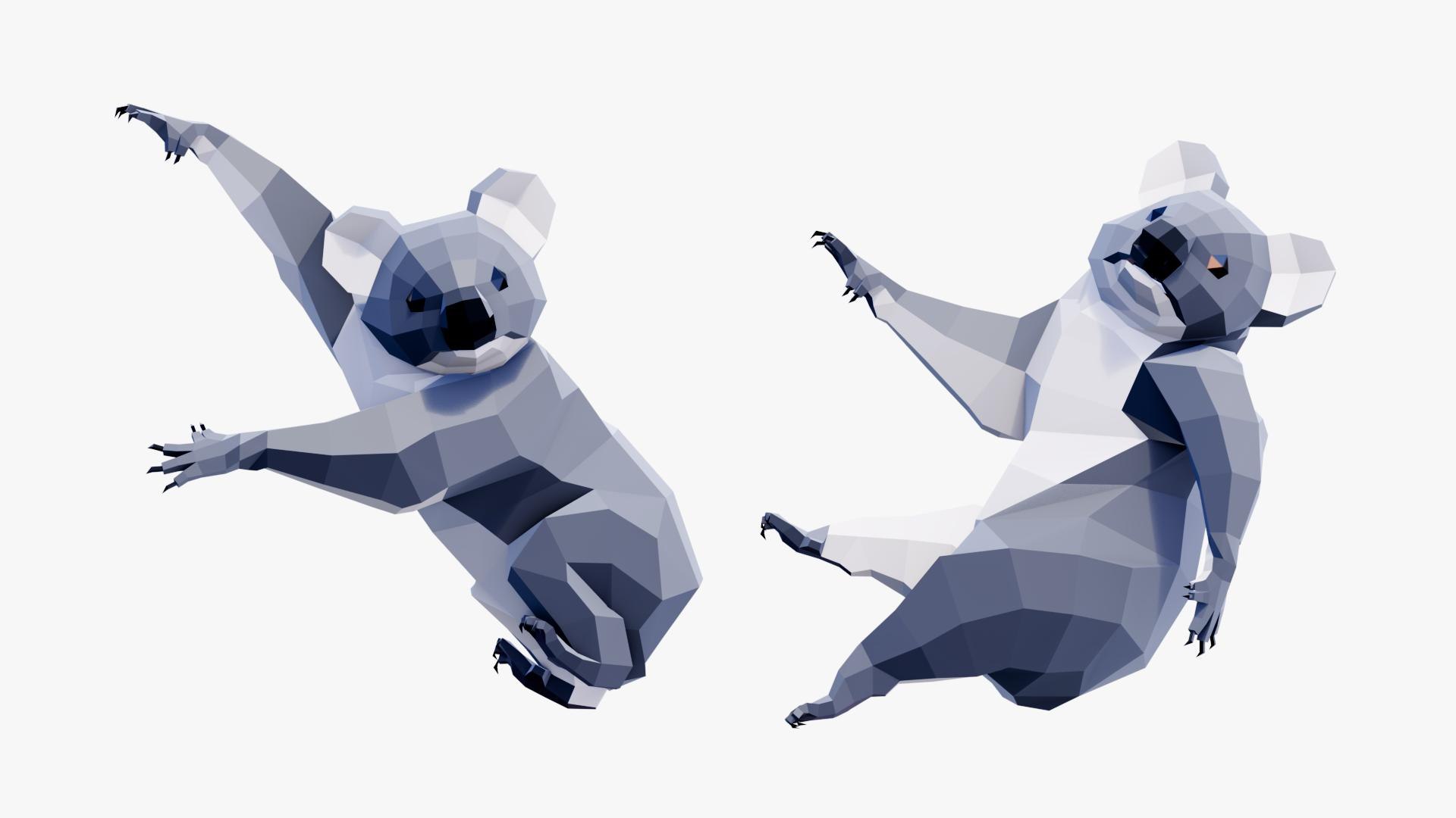 Low Poly Koalas 3D https://p.turbosquid.com/ts-thumb/oM/xcr4hI/RW/studioochikoala13/jpg/1737772096/1920x1080/fit_q87/439d1bdb96b82113b31a99bca06d232fee84348b/studioochikoala13.jpg