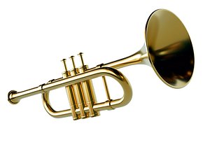 3D Realistic Brass Trumpet Musical Instrument 3D Model model
