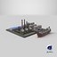 Detailed Oil Refinery Port 3D