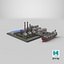 Detailed Oil Refinery Port 3D