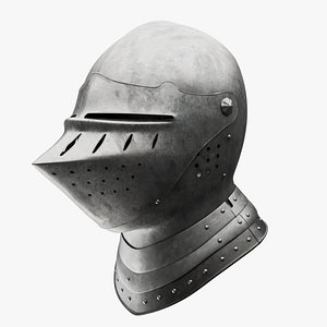 Medieval Armet Helmet 3D Model High Poly PBR Armor1