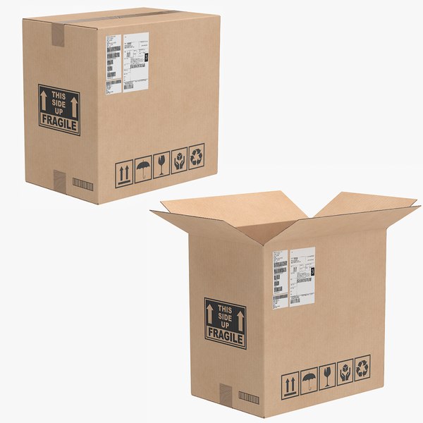 3D Cardboard Box 5 Collection model