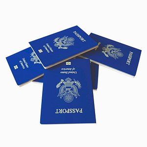 Passport Stack 3 - USA Blue - Simple drag and drop texture  - 3D Assets