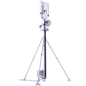 3D Rooftop Cellular Communication Tower Station 67