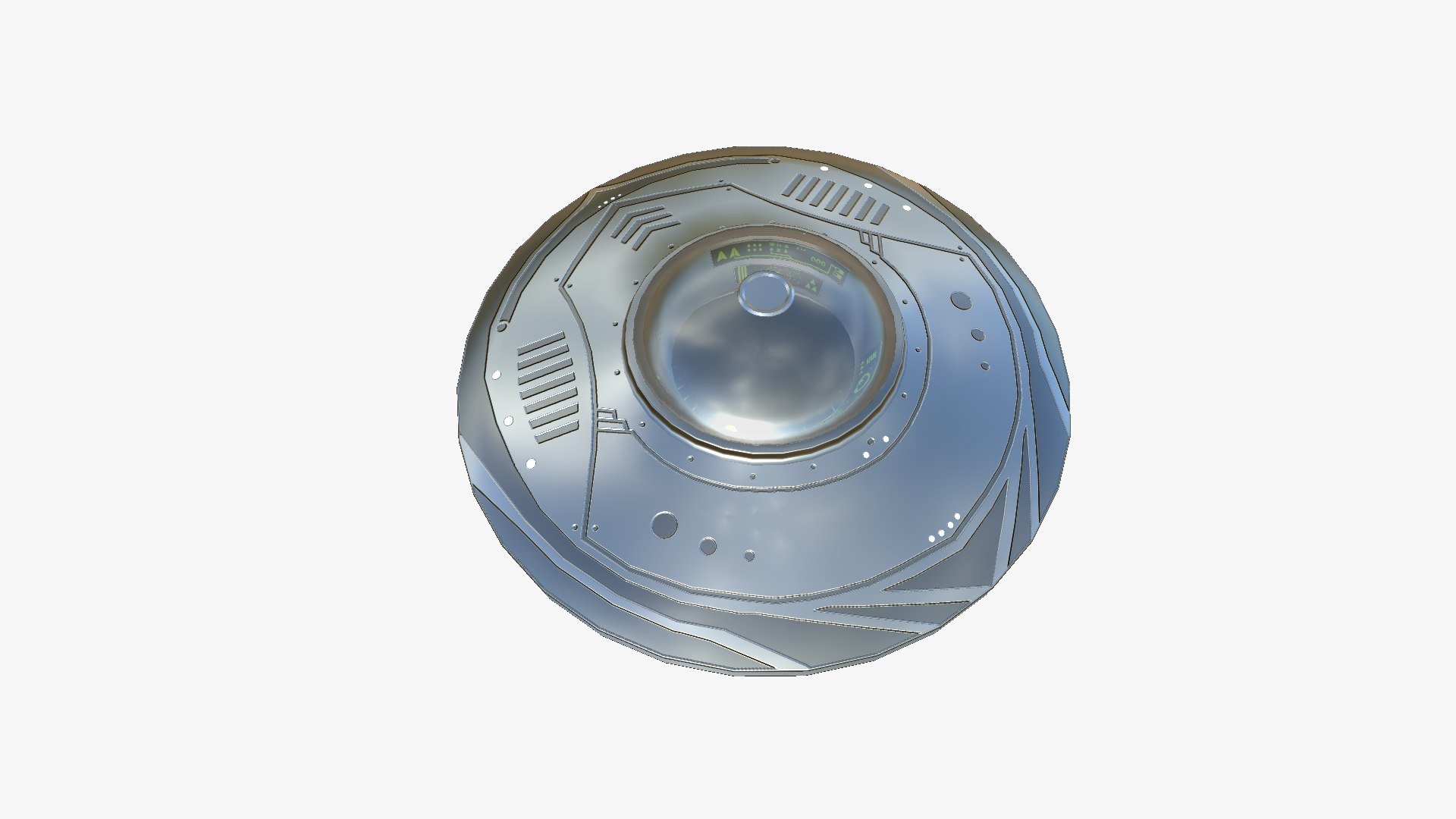 3D Alien Spaceship UFO B02 Aluminum - Sci Fi Spacecraft Design Model ...