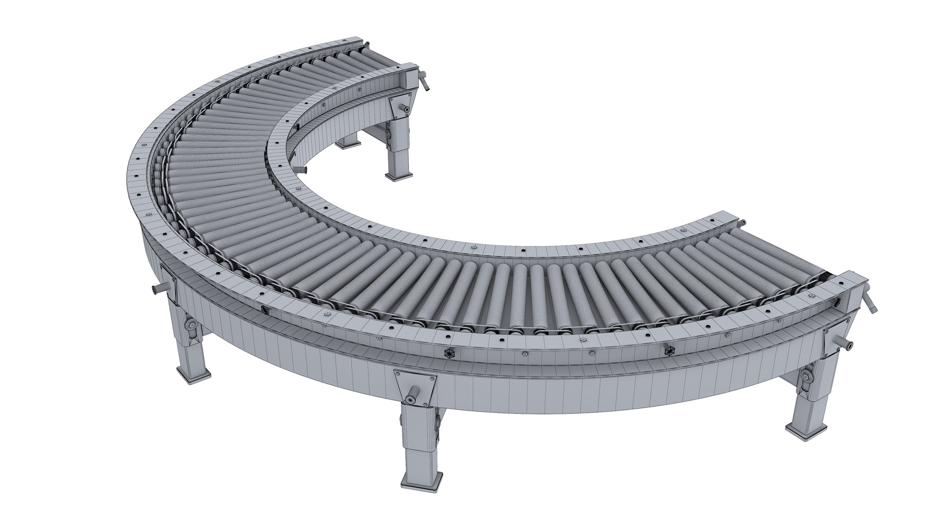 Curved Roller Conveyor 3D Model - TurboSquid 2249017