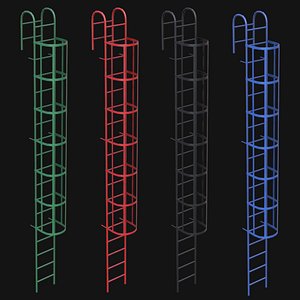 3D Industrial Ladder PBR Low Poly