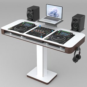 3D Portable DJ Booth White model