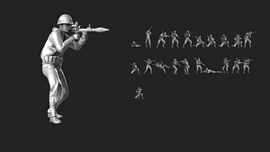 WWII Soldier Set 08 3D model
