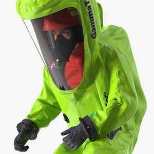 Heavy Duty Chemical Protective Suit Green Rigged 3D model