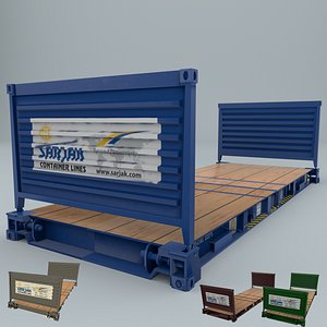 flat rack container 3D