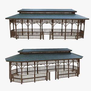 Wood Garden Pergola - Gazebo 04 3D model