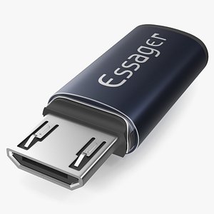 3D Essager Magnetic USB A Charging Adapter Blue model