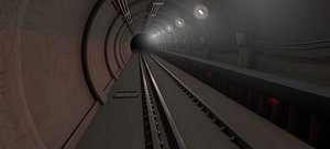 dark train tunnel 3D model