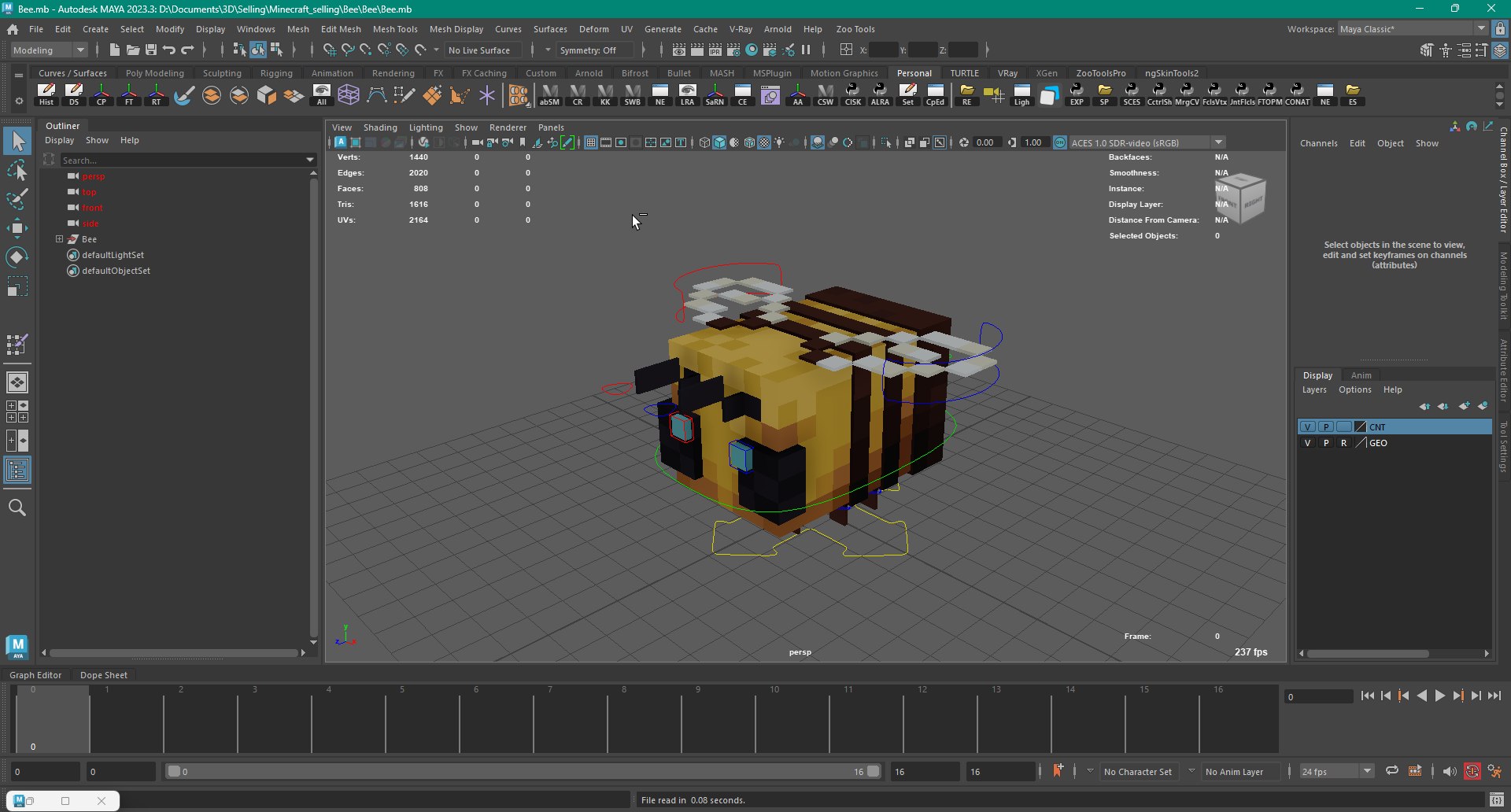 3D Model Minecraft Bee Rig - TurboSquid 2510160