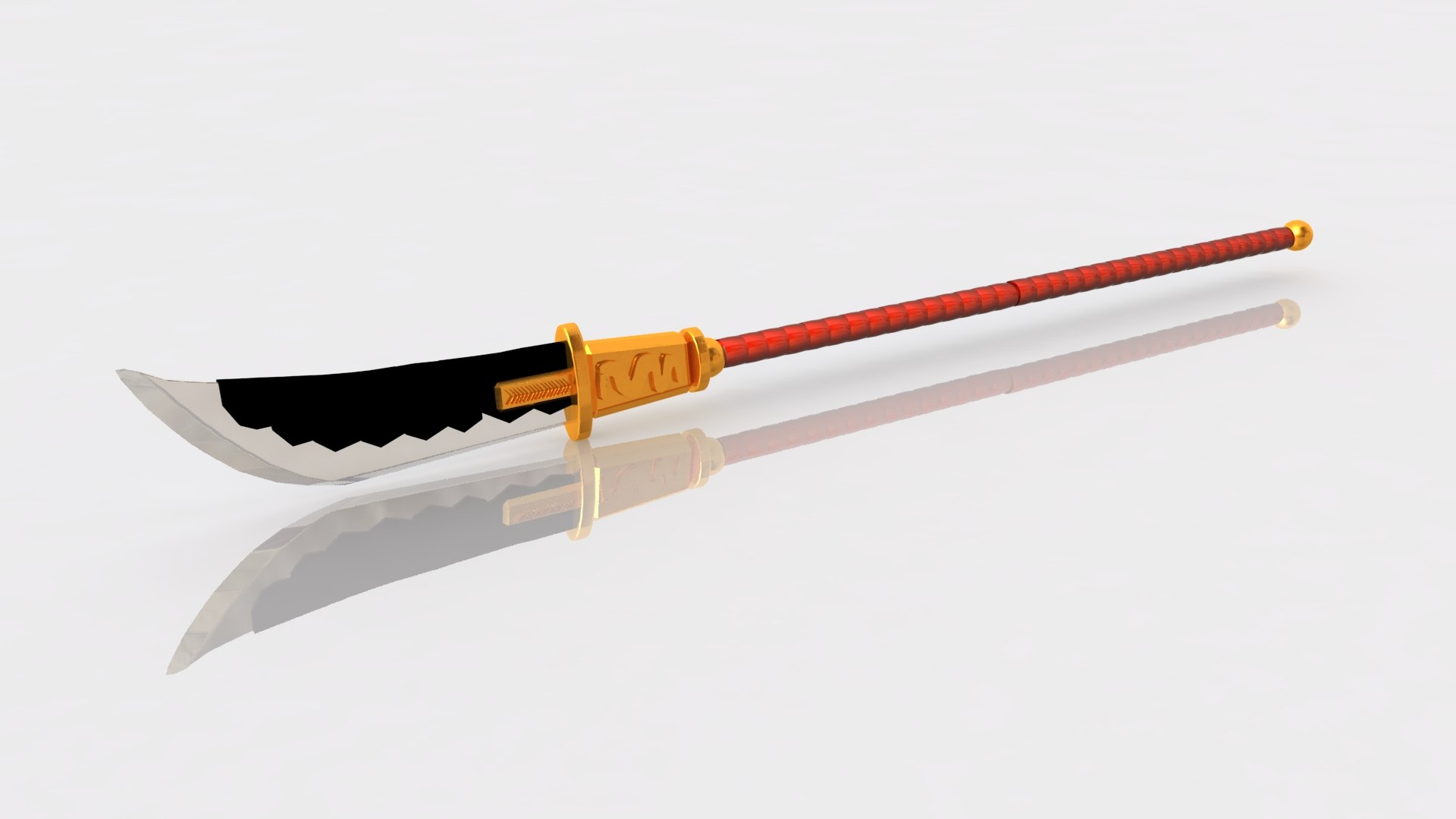 bisento spear white 3D model ・ Mito3D