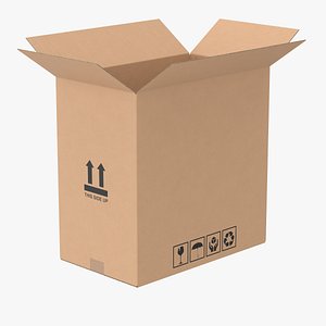 3D Cardboard Box 50x30x50 Half Open