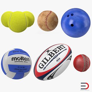 3d sport balls 2 tennis model