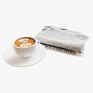 Coffee and Newspaper 2 - With easy drag and drop textures - 3D Assets 3D model