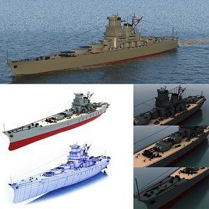 simulation yamato ship battleships 3D model