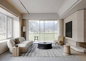 Modern living room dining room 3D model