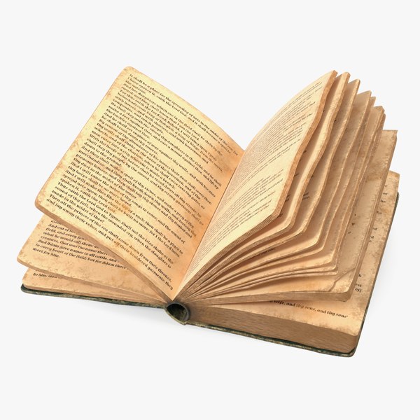 3D Half-Opened Clean Old Book