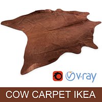 Ikea Koldby brown cow hide carpet rug for photorealistic interior vizualisation